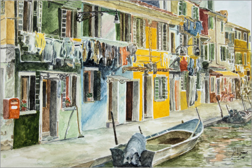 Poster Bnten Häuser in Burano, Venedig