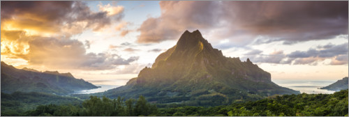 Poster Sonnenuntergang über Moorea, Französisch-Polynesien