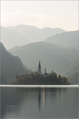 Poster Insel im Bleder See in Slowenien