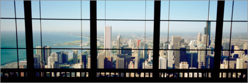 Poster Chicago durch ein Fenster sehen