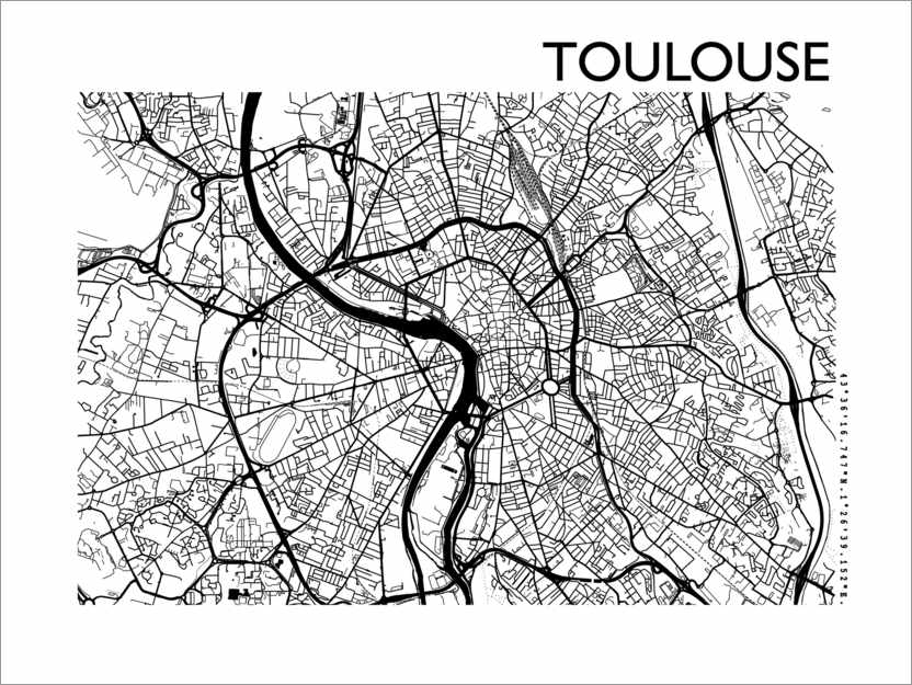 Poster Stadtplan von Toulouse
