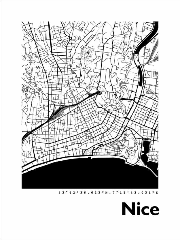 Poster Karte von Nizza