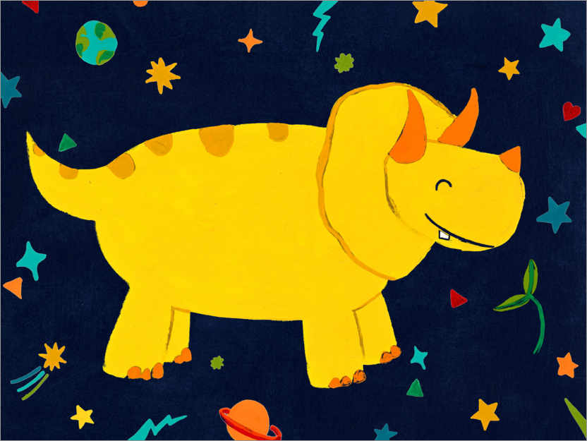 Poster Gelber Sternen-Dino