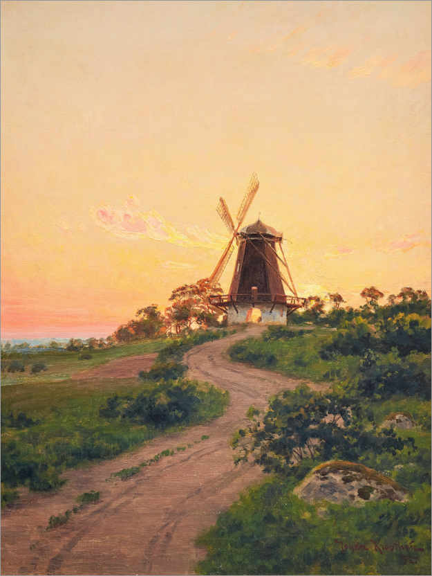 Poster Windmühle bei Sonnenaufgang