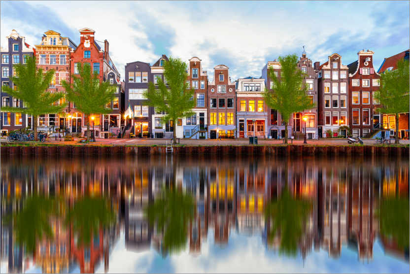Poster Schöne Kanalhäuser in Amsterdam, Holland