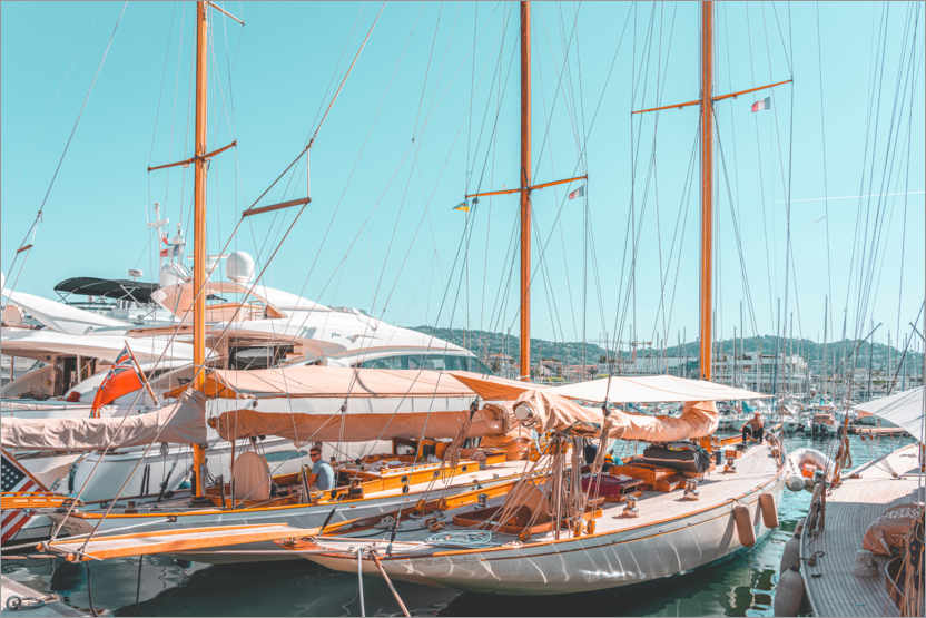 Poster Yachten und Boote im Hafen von Cannes