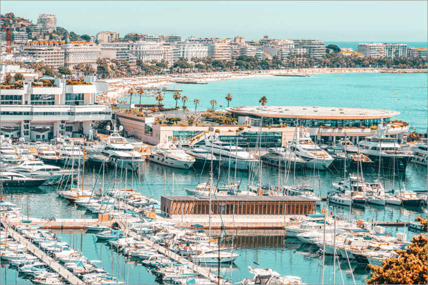 Poster Hafen von Cannes am Mittelmeer