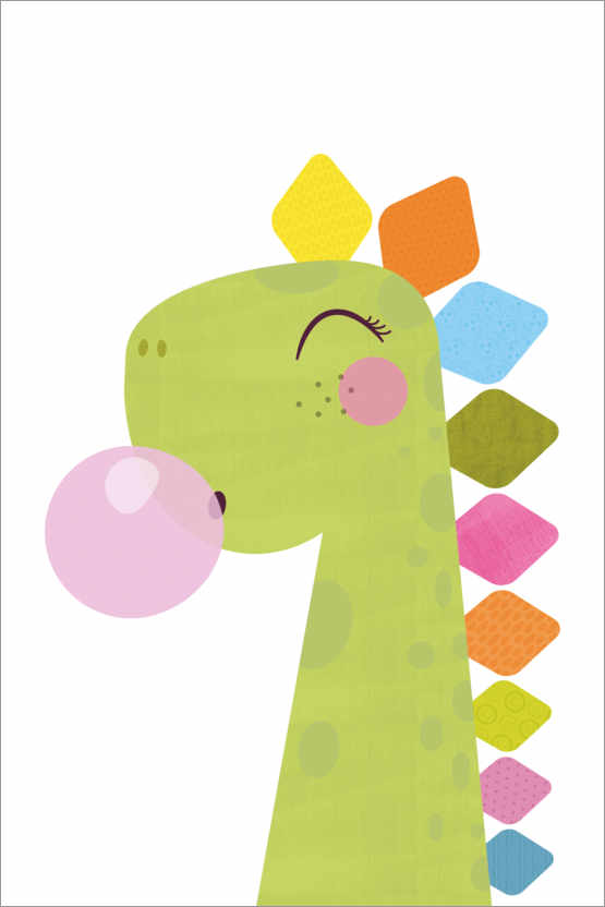 Poster Bunter Dinosaurier mit Kaugummi