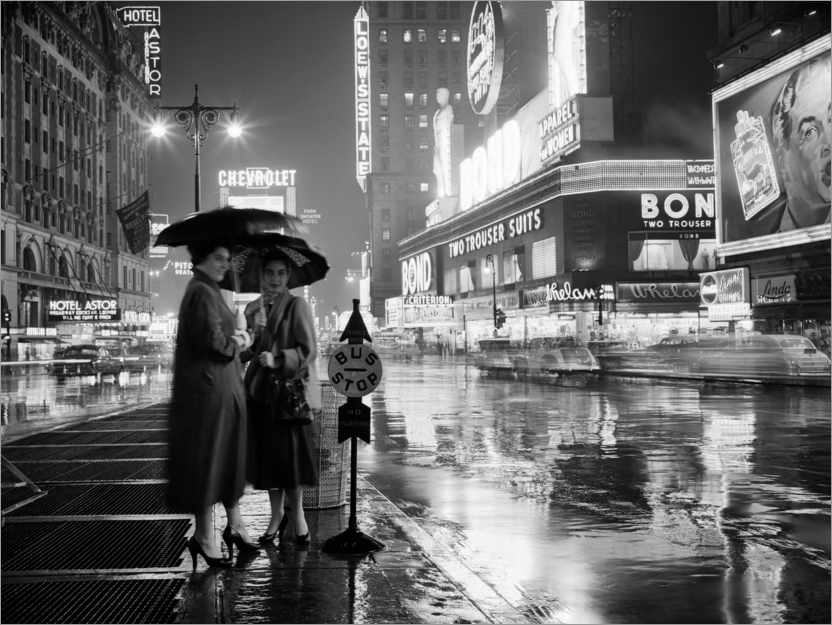 Poster Zwei Frauen unter Regenschirmen in New York