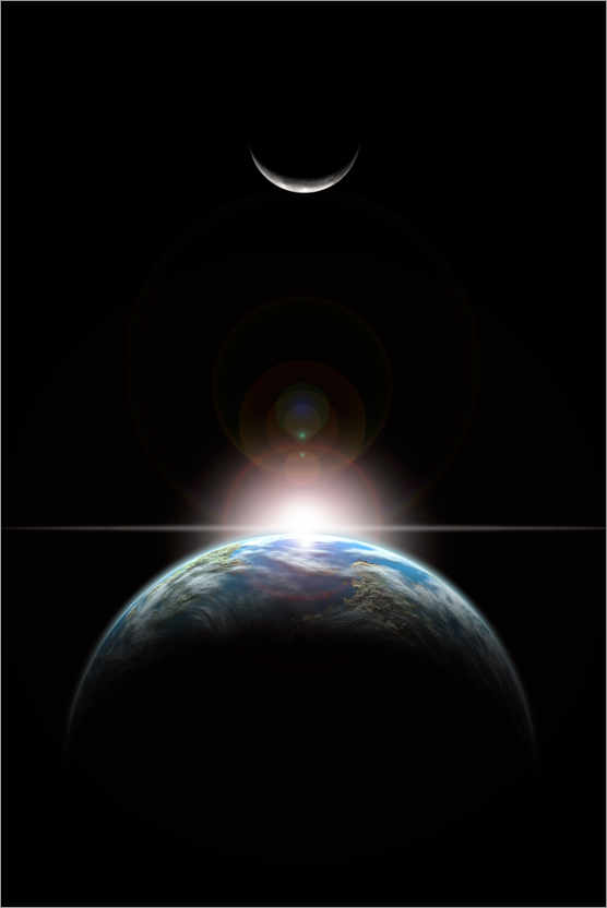 Poster Sonnenaufgang im Weltraum