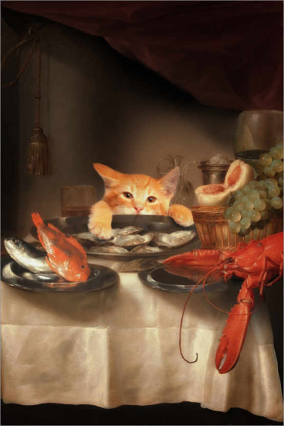 Poster Katzen Dinner