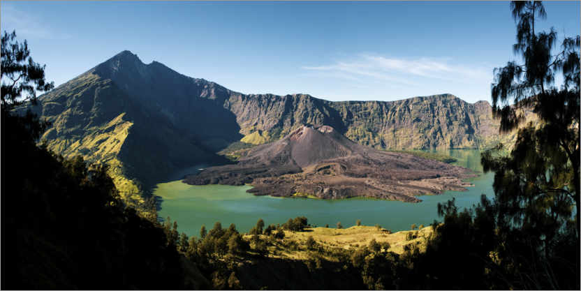 Poster Rinjani Vulkan Landschaft auf Lombok Island in Indonesien