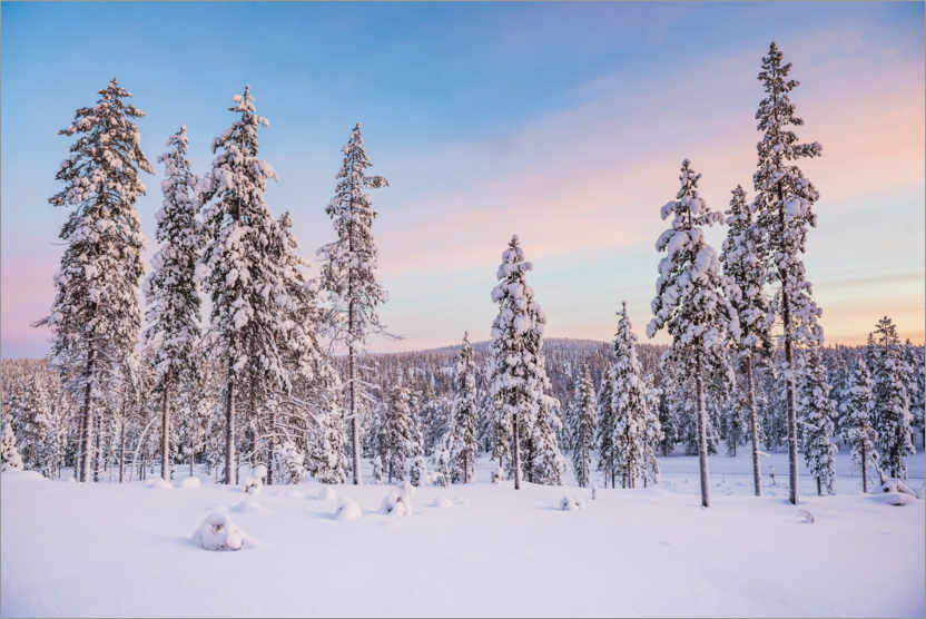 Poster Sonnenuntergang über dem arktischen Winterwunderland