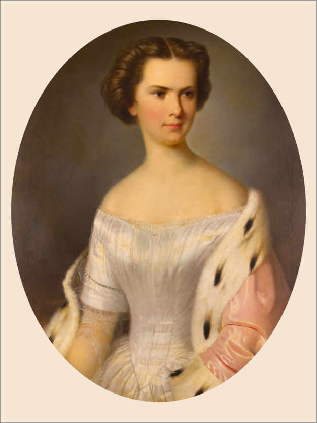 Poster Portrait der jungen Kaiserin Elisabeth mit Hermelinumhang