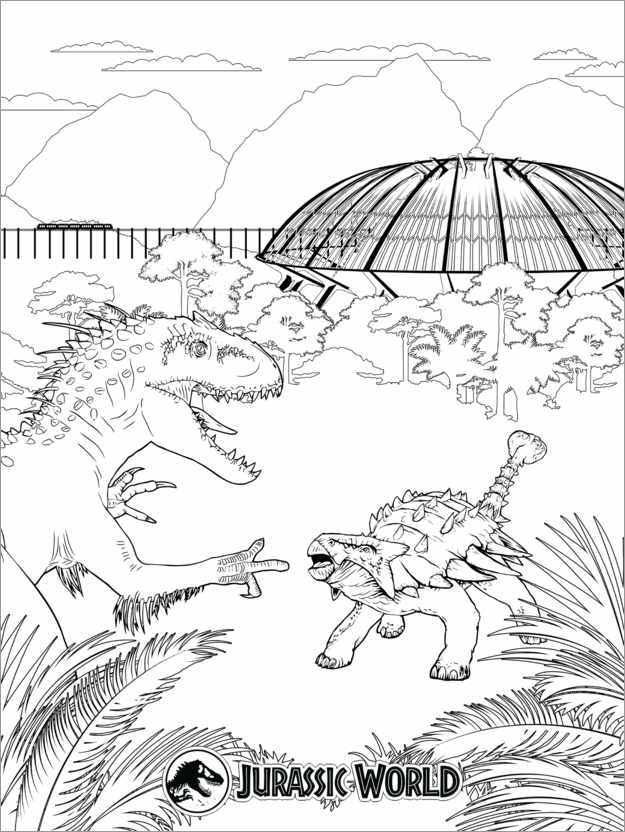 Ausmalposter Indominus rex versus Ankylosaurus