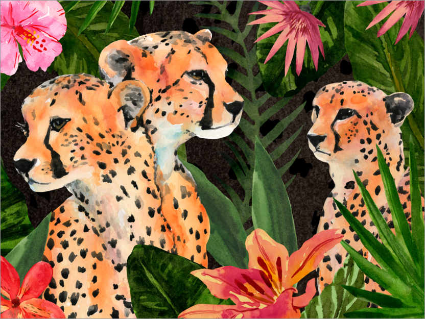 Poster Leoparden-Bouquet