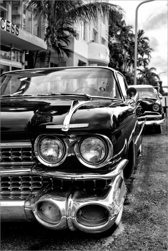 Poster Schwarzes Florida - Miami Retro Autos
