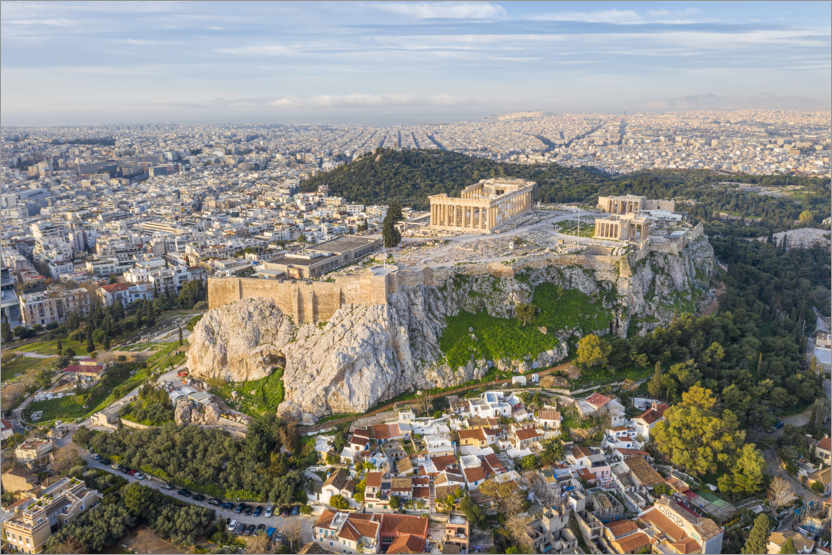 Poster Die Akropolis von Athen von einer Drohne