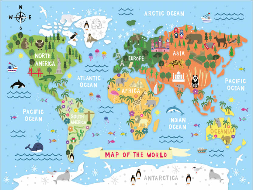 Poster Weltkarte für Kinder