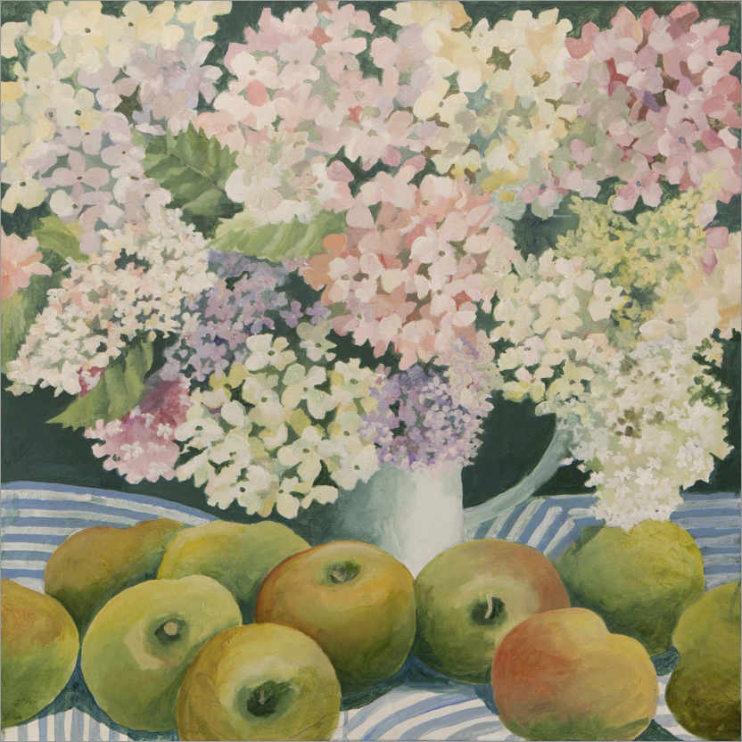Poster Hortensien und Kochäpfel