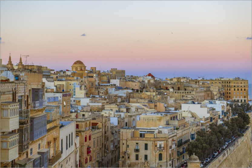 Poster Dämmerung über Vallette, Malta