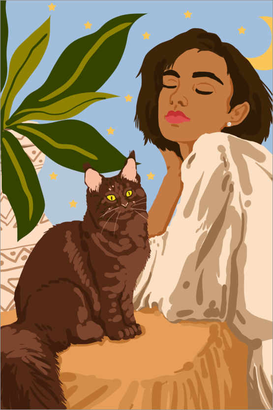 Poster Stolze Katzen-Mama