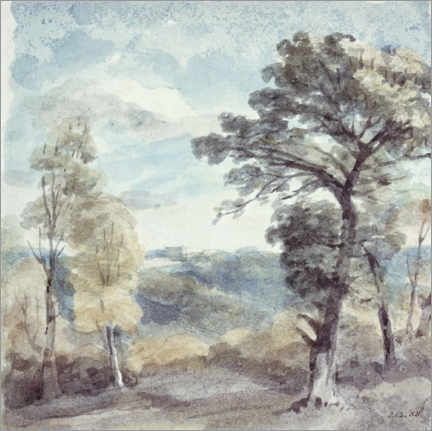 Poster  Landschaft mit Bäumen und einem entfernten Herrenhaus - John Constable