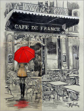 Leinwandbild  Café in Frankreich - Loui Jover
