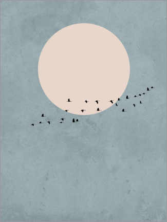 Poster Vogelzug zu Vollmond