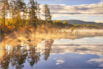Leinwandbild  Ein schöner nebliger Morgen am See - Rafal Kaniszewski
