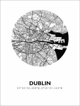 Poster Stadtplan von Dublin