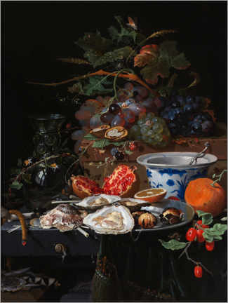 Poster Stilleben mit Früchten und Austern