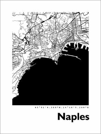 Poster Karte von Neapel