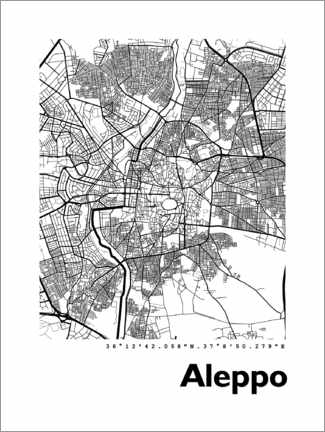 Poster Stadtkarte von Aleppo
