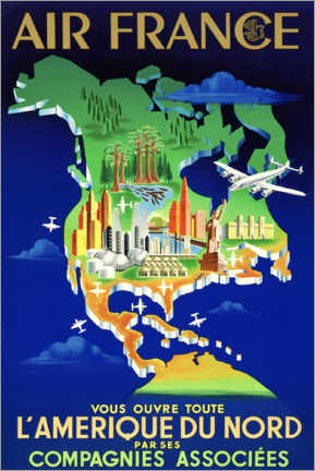 Poster Air France Nordamerika Flüge