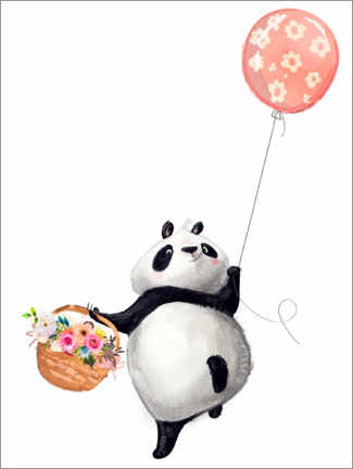 Leinwandbild  Pandabär mit Ballon - Eve Farb
