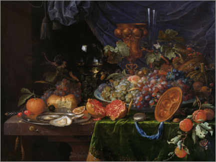 Acrylglasbild  Stilleben mit Obst und Austern - Abraham Mignon