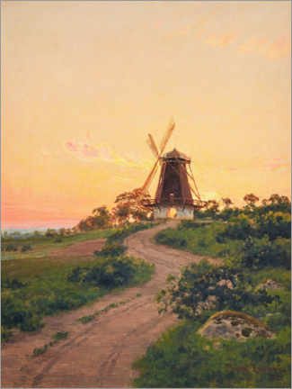 Leinwandbild  Windmühle bei Sonnenaufgang - Johan Krouthén