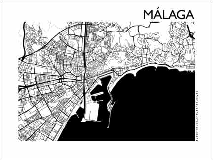 Poster Karte von Malaga