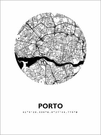 Poster Stadtkarte von Porto