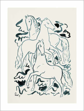 Acrylglasbild  Drei Pferde - Leo Gestel