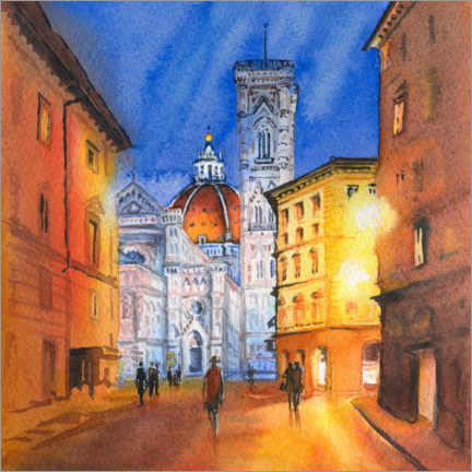 Hartschaumbild  Piazza del Duomo in Florenz,  Italien