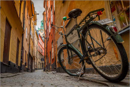 Holzbild  Fahrrad in Gamla Stan, Stockholm - Julian Peters