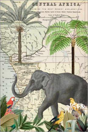 Poster Afrika Elefanten Reise