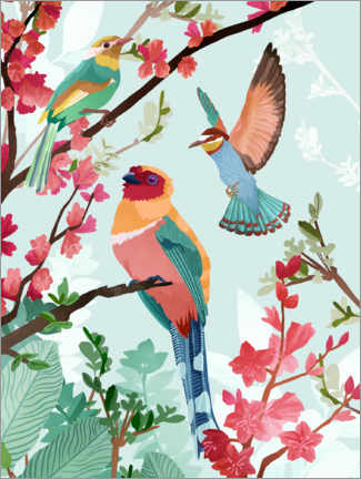 Poster  Vögel des Sommers - Goed Blauw