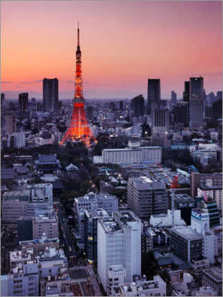 Poster Beleuchteter Turm von Tokio bei Sonnenuntergang