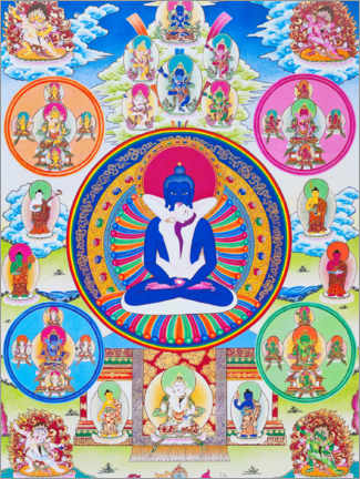 Poster Samantabhadra und seine Gemahlin