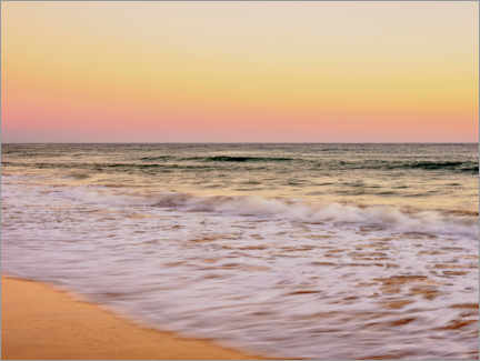 Poster Faro Beach bei Sonnenuntergang