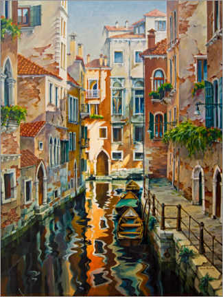 Leinwandbild  Sonnige Gasse in Venedig - Maria Rabinky