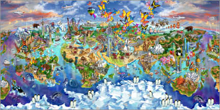 Poster Weltwunder Weltkarte II